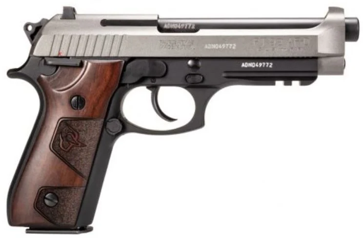 PT92 9mm 5" Bk/Tungsten wood (2)17rd