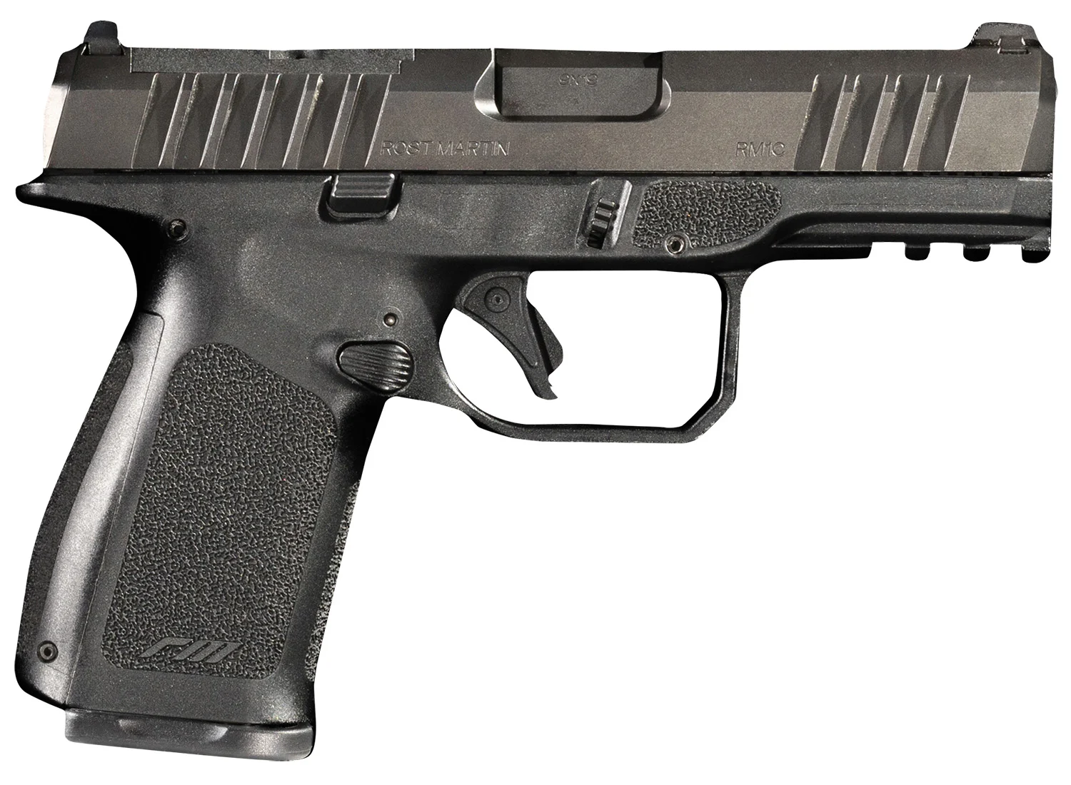 Rost Martin RM1CBLKOSP RM1C 9mm Luger 17+1 4" Black Match Grade Barrel, Black Tenifer Optic Ready/Serrated Steel Slide, Black Polymer Frame w/Picatinny Rail, Textured Grip, Ambidextrous