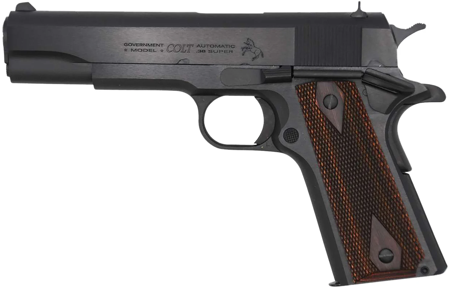 Colt Mfg O1911C38RB Government 38 Super 9+1 5" National Match Barrel, Blued Carbon Steel Serrated Slide, Blued Carbon Steel Frame w/Beavertail