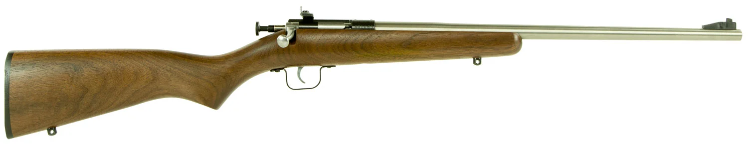 Crickett KSA3238 Youth 22 LR 1rd 16.12" Stainless Steel Barrel, Fixed Front/Adjustable Rear Peep Sights, Walnut Stock w/11.5" LOP, Rebounding Firing Pin Safety
