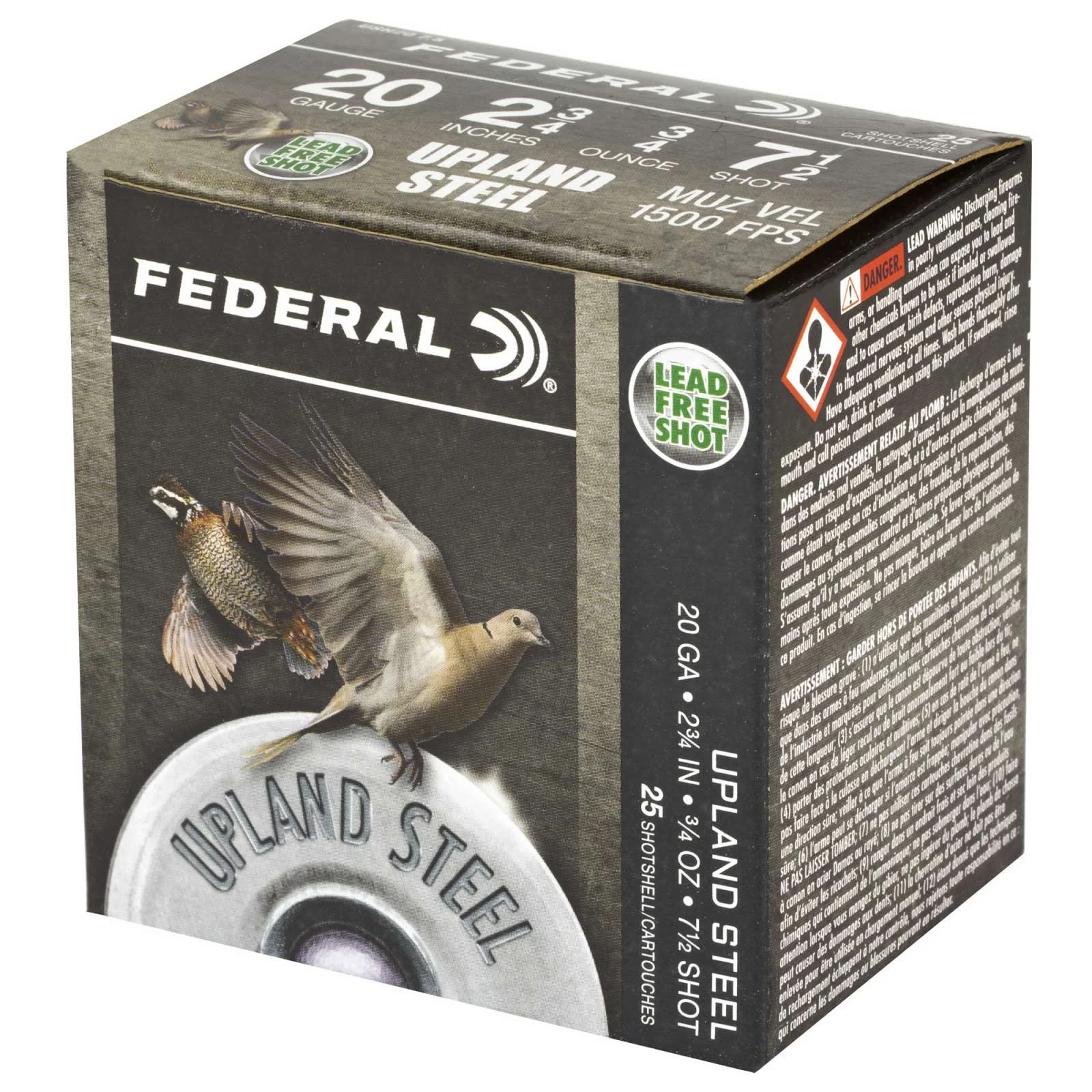 FEDERAL 20GA 2-3/4" 7/8OZ 7.5 UPLAND STEEL 25 RD/BX 10 BX/CS - Image 2