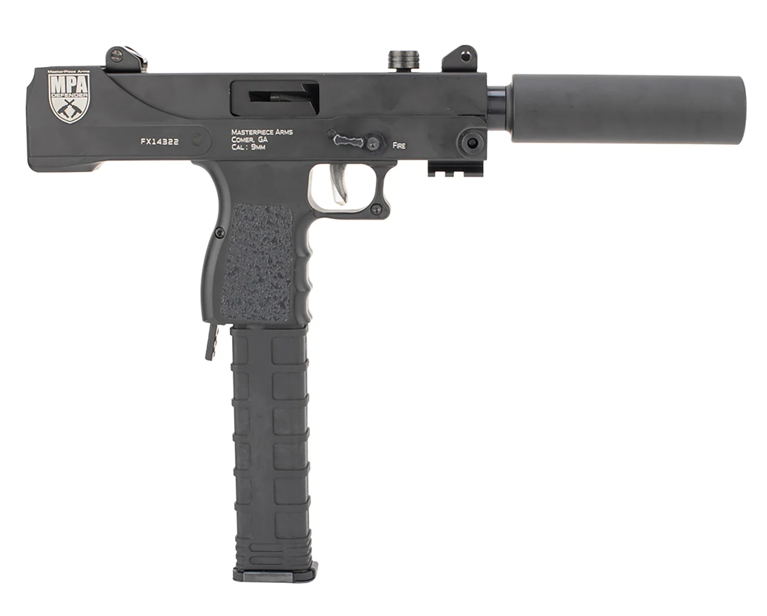 MasterPiece Arms 30T Defender Top Cocking TB 9mm Luger 5.50" 30+1 Black Cerakote