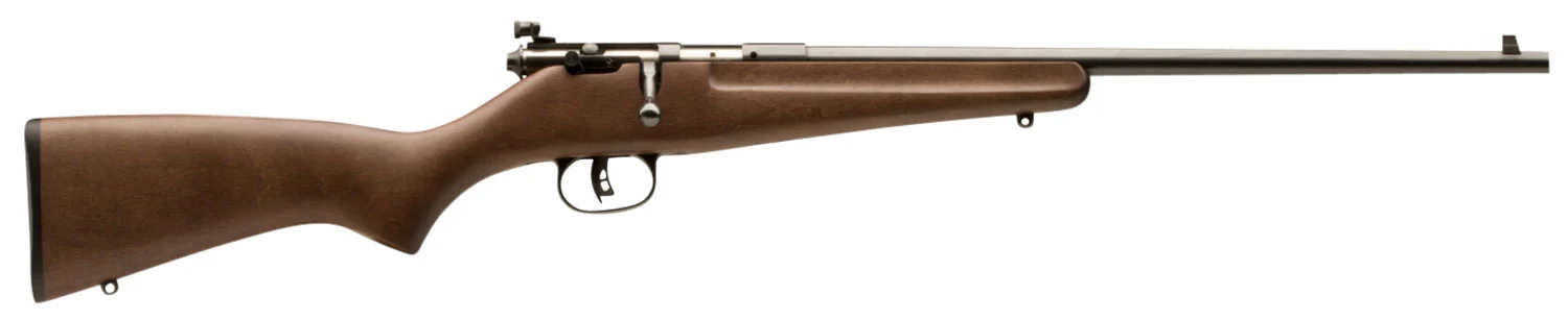 Savage Arms 13815 Rascal Youth 22 LR 1rd 16.13" Matte Black Sporter Barrel, Matte Black Carbon Steel Receiver, Satin Brown Fixed Wood Stock, Right Hand