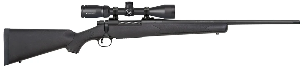 Mossberg 27933 Patriot 308 Win Caliber with 5+1 Capacity, 22" Fluted Barrel, Matte Blued Metal Finish & Black Synthetic Stock Right Hand (Full Size) Includes Vortex Crossfire II 3-6x40mm Scope
