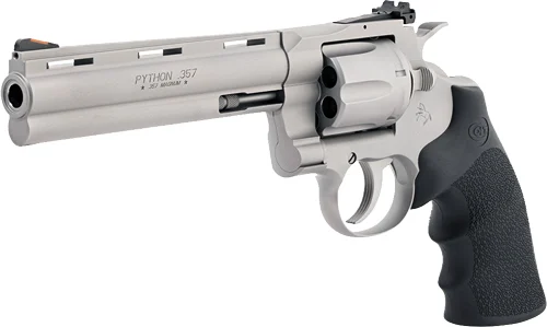 COLT PYTHON 357MAG 6" 6RD - MATTE STAINLESS HOGUE GRIPS